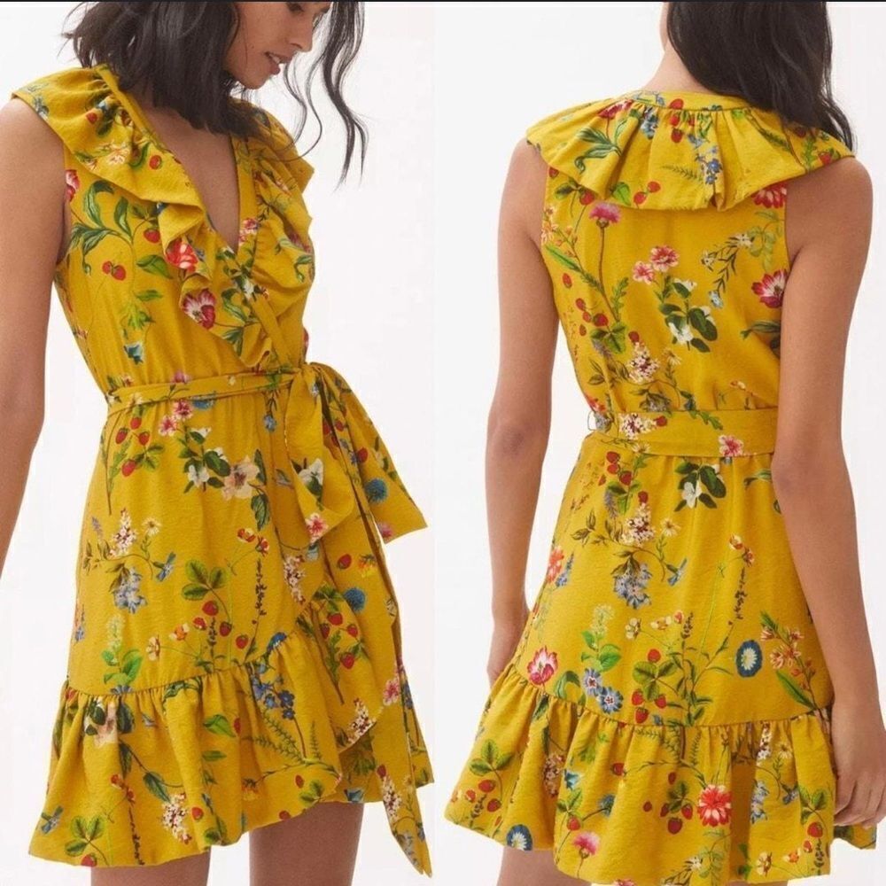 Anthropologie Maeve Floral-Wrap Mini Dress Size XXSP